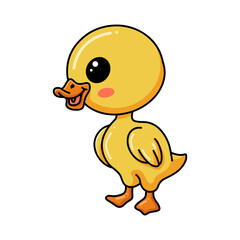 Cute little duck cartoon standing
