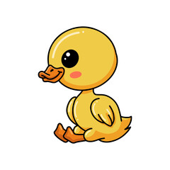 Cute little duck cartoon sitting