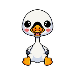 Cute little goose cartoon sitting