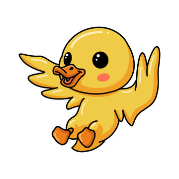 Cute little duck cartoon posing