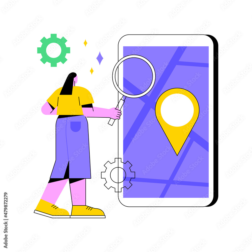 Aufkleber mobile tracking soft abstract concept vector illustration. monitoring software, navigation mobile ap