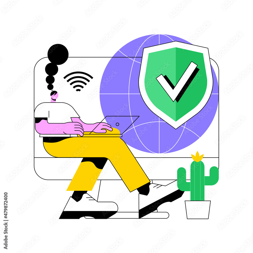 Poster vpn access abstract concept vector illustration. virtual private network access, remote proxy server