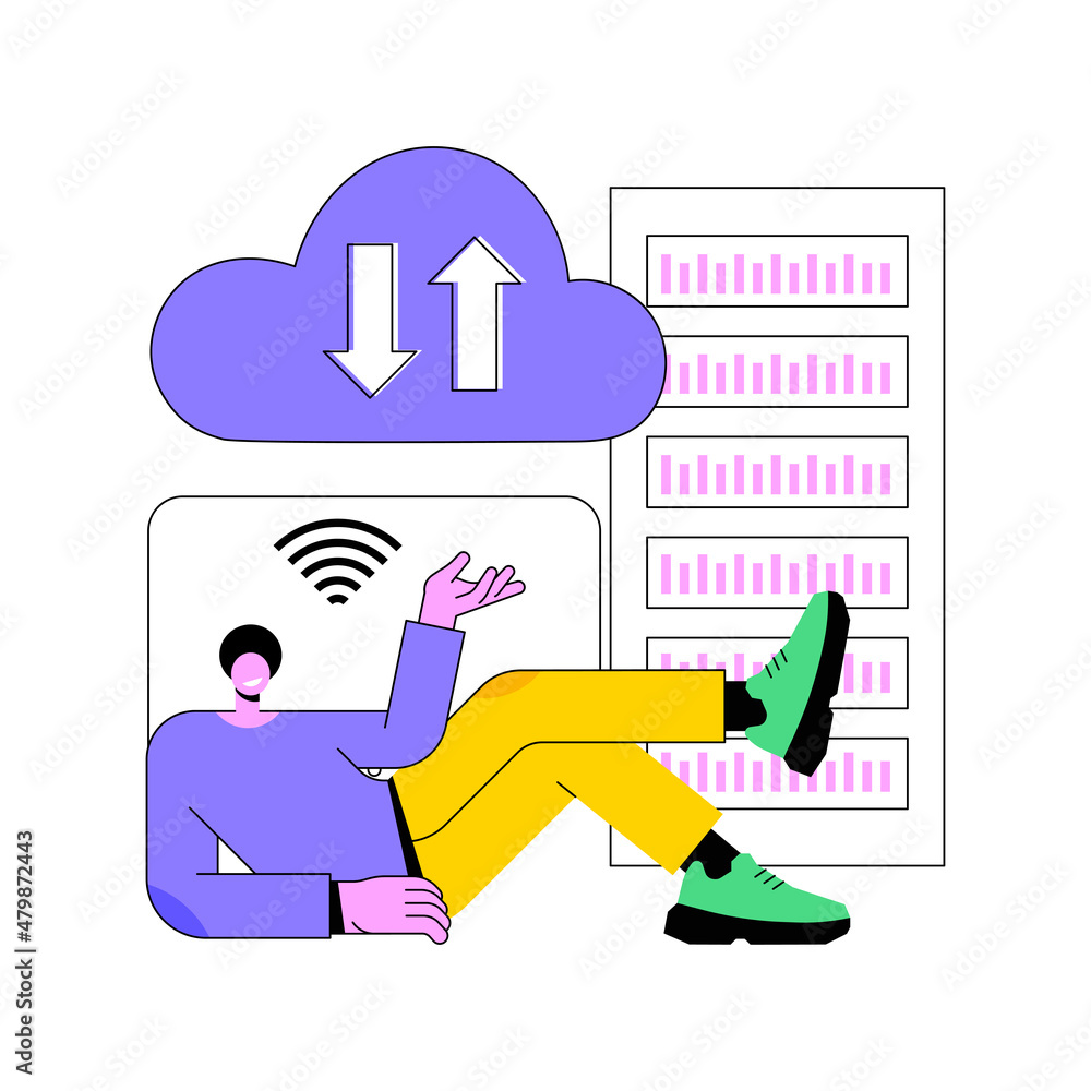 Poster edge computing abstract concept vector illustration. local data storage, response time, optimize int