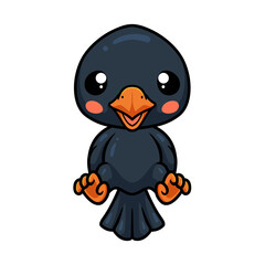 Cute little crow cartoon sitting