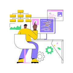 CMS development abstract concept vector illustration. CMS, program development service, online content management system, website interface design, UI element, site menu bar abstract metaphor.