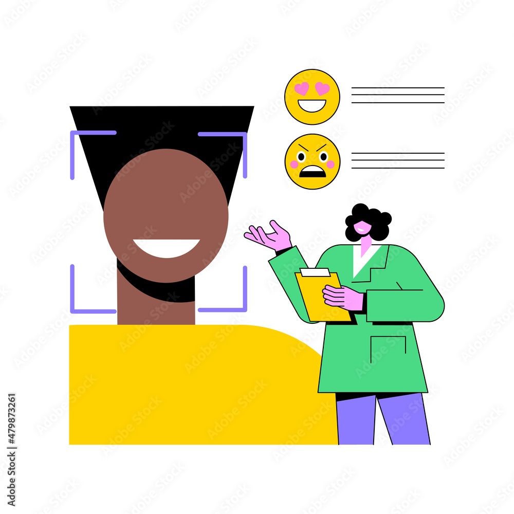 Poster emotion detection abstract concept vector illustration. speech, emotional state recognition, emotion