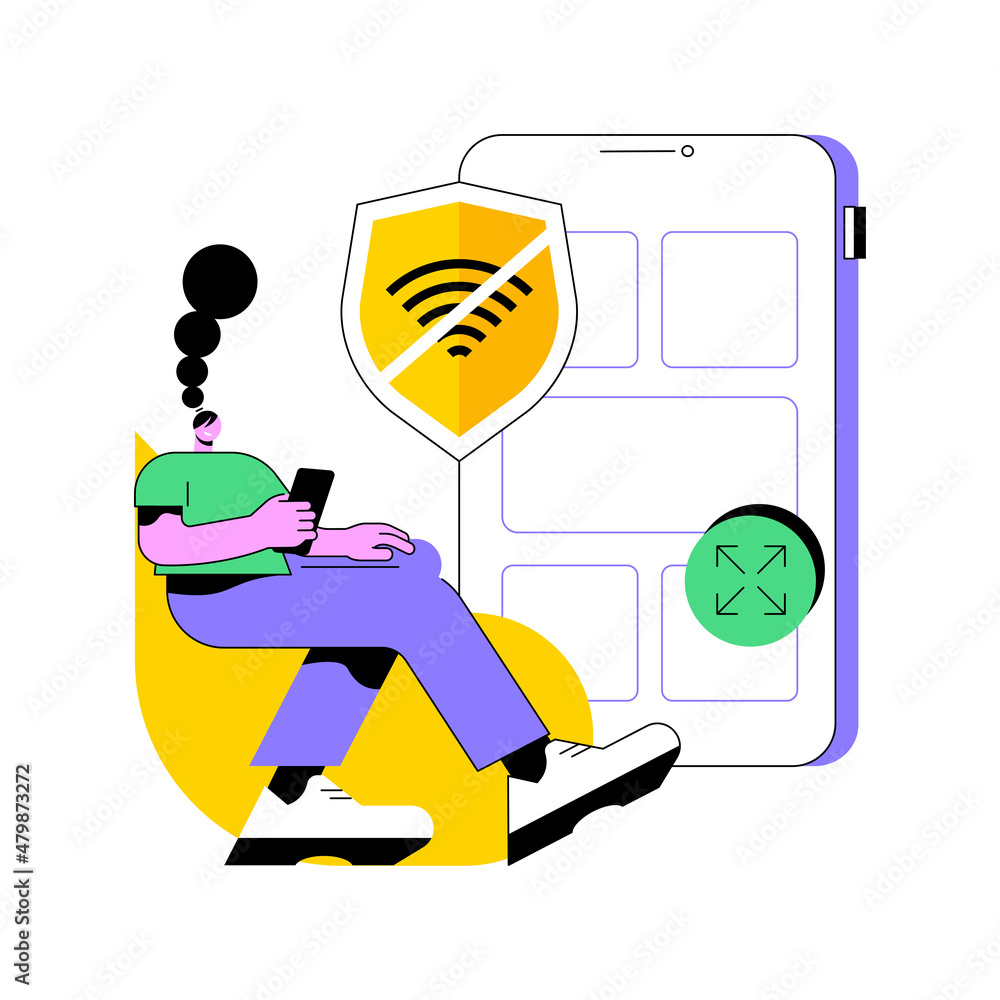 Poster progressive web app abstract concept vector illustration. working offline web, pwa application devel