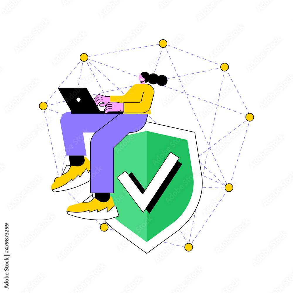 Poster decentralized application abstract concept vector illustration. digital application, blockchain, p2p