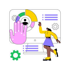 Gesture recognition abstract concept vector illustration. Remote gesture commands, hands-free control, kinetic sensor, movement recognition and analysis, motion sensing device abstract metaphor.