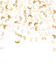 Euro dollar pound yen gold symbols flying currency vector background. Forex backdrop. Currency