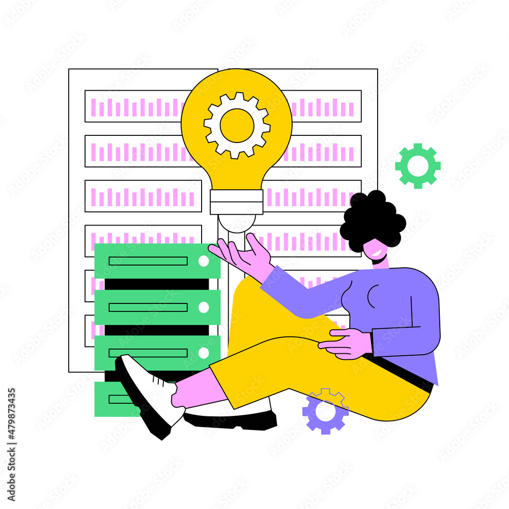Poster innovative big data solutions abstract concept vector illustration. big data architecture, business 