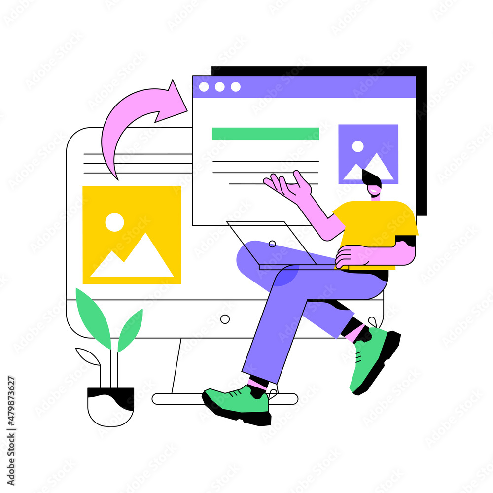 Poster microsites abstract concept vector illustration. corporate website, web development service, mobile 
