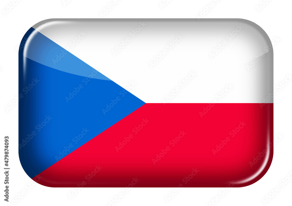Poster Czech web icon rectangle button with clipping path 3d illustration