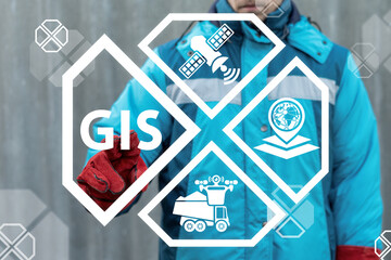 GIS Geographic Information System Modern Industry 4.0 Concept. Smart Geography Topography...