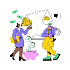 Income inequality abstract concept vector illustration. Country income distribution, financial gender discrimination, social economic inequality, gini coefficient, salary gap abstract metaphor.