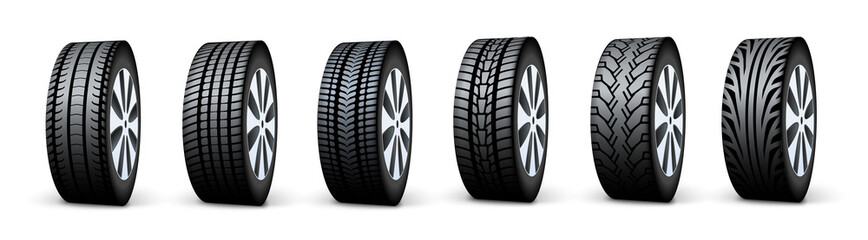 Car wheel tyre 3d isolated vector automobile service. Car tire wheel 3d icon © kolonko