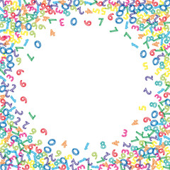 Falling colorful sketch numbers. Math study concept with flying digits. Glamorous back to school mathematics banner on white background. Falling numbers vector illustration.