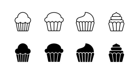 Cup cake icons set. Cup cake sign and symbol