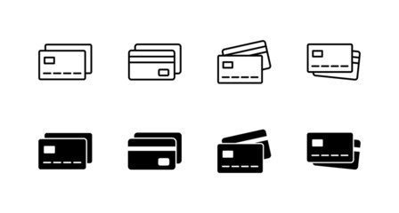 Credit card icons set. Credit card payment sign and symbol