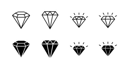 Diamond icons set. diamond gems sign and symbol