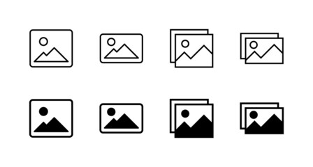 Picture icons set. photo gallery sign and symbol. image icon