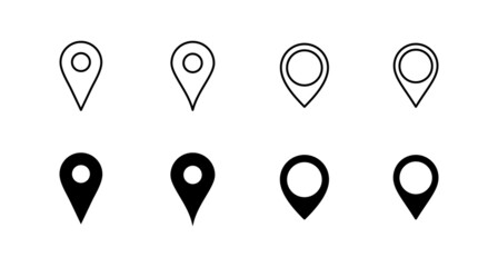 Pin icons set. Location sign and symbol. destination icon. map pin