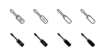 Screwdriver icons set.tools sign and symbol