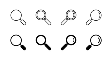 Search icons set. search magnifying glass sign and symbol