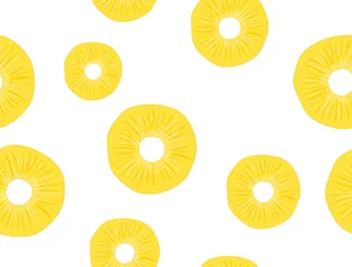 Cercles muraux Environnement naturel Illustration de tranche de modèle sans couture d& 39 ananas de vecteur. Fond tropical de fruits ananas