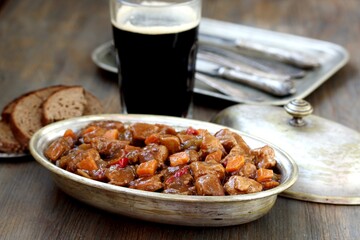 Irish Stew. an Irish dish for St. Patrick's Day. stewed in dark guinness beer