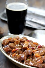 Irish Stew. an Irish dish for St. Patrick's Day. stewed in dark guinness beer