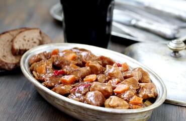 Irish Stew. an Irish dish for St. Patrick's Day. stewed in dark guinness beer