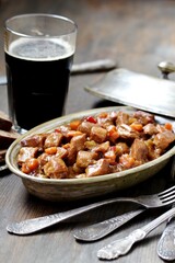 Irish Stew. an Irish dish for St. Patrick's Day. stewed in dark guinness beer
