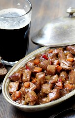 Irish Stew. an Irish dish for St. Patrick's Day. stewed in dark guinness beer