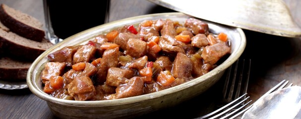 Irish Stew. an Irish dish for St. Patrick's Day. stewed in dark guinness beer