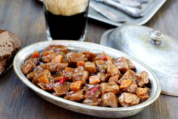 Irish Stew. an Irish dish for St. Patrick's Day. stewed in dark guinness beer