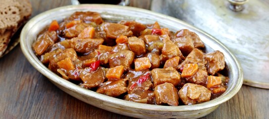 Irish Stew. an Irish dish for St. Patrick's Day. stewed in dark guinness beer
