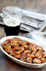Irish Stew. an Irish dish for St. Patrick's Day. stewed in dark guinness beer
