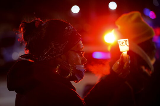 Candlelight vigil following a fire at a multi-level apartment building in the Bronx, New York City