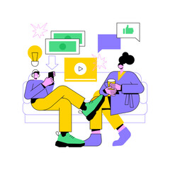 Millennials abstract concept vector illustration. Generation Y, digital native and social media, online communication, live with parents, career building, sharing economy abstract metaphor.