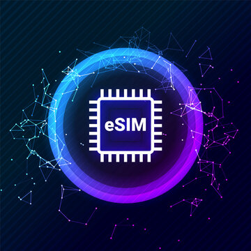 Esim chip card concept icon. Embedded sim card cellular mobile technology smart concept