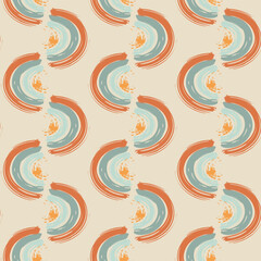 Abstract seamless pattern with brush stroke and marker. Hand drawn doodle shapes, marks and lines. Creative colorful background. Vector illustration