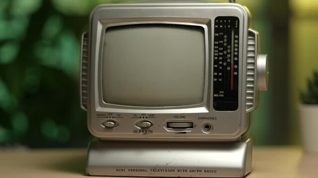 Old Vintage TV from 80s 90s Retro Closeup Panning Shot