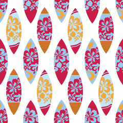Oahu surfing boards half drop layout seamless repeat pattern