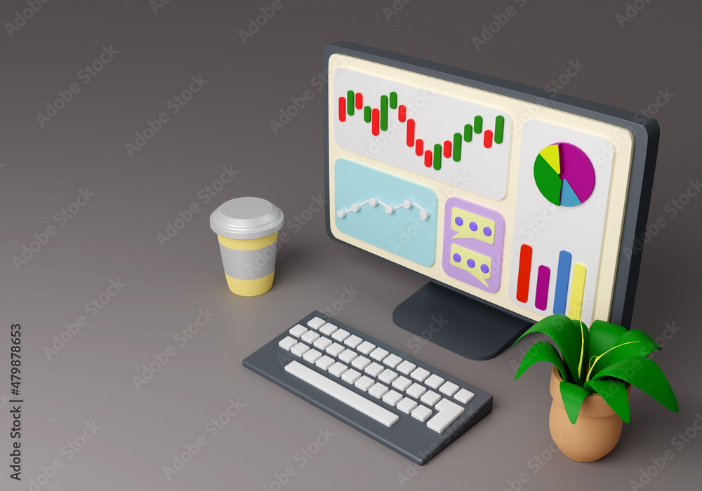 Aufkleber business intelligence concept. graphics and diagrams we are in monitor. business metrics analytics. 