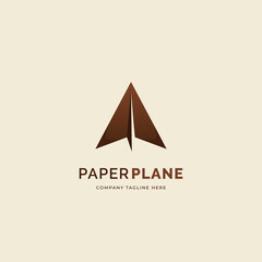Simple paper airplane logo icon in brown color