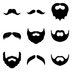 Beards&mustache Flat Icon Set Isolated On White Background