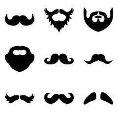 Beards&mustache Flat Icon Set Isolated On White Background