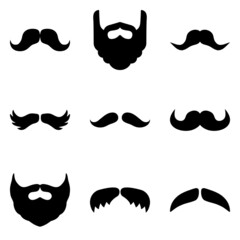 Beards&mustache Flat Icon Set Isolated On White Background