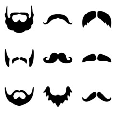 Beards&mustache Flat Icon Set Isolated On White Background